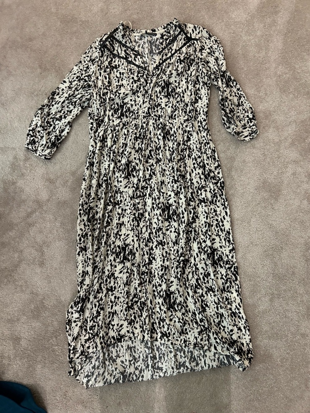 Zara Black and White Printed Maxi Dress